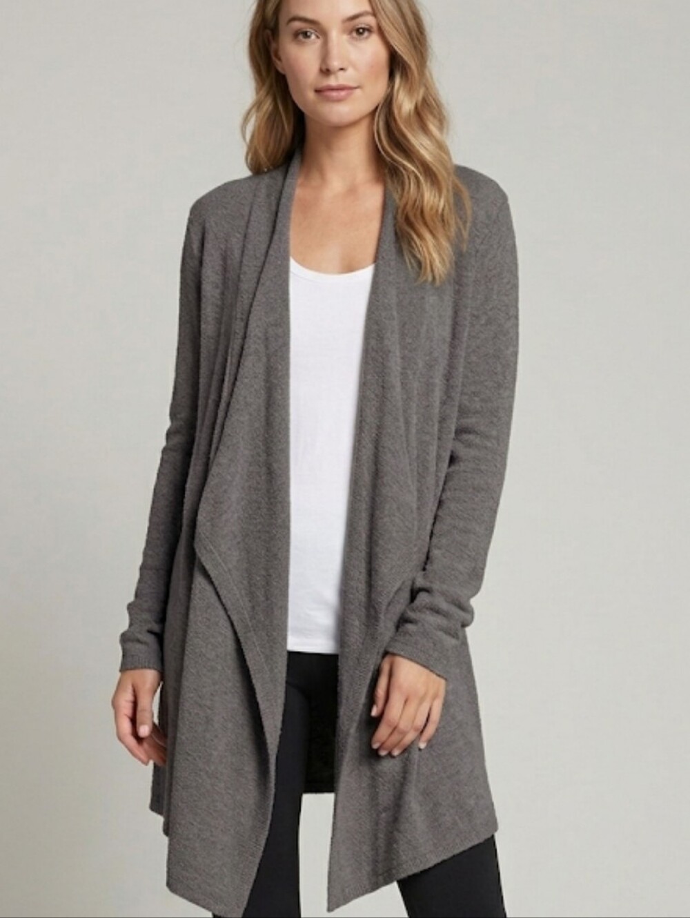 Barefoot Dreams Bamboo Chic Lite Gray Open Front Cardigan  S/M